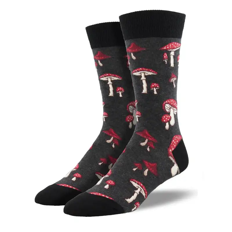 Custom design socks for teams-'Pretty Fly for a Fungi' Men's printed socks