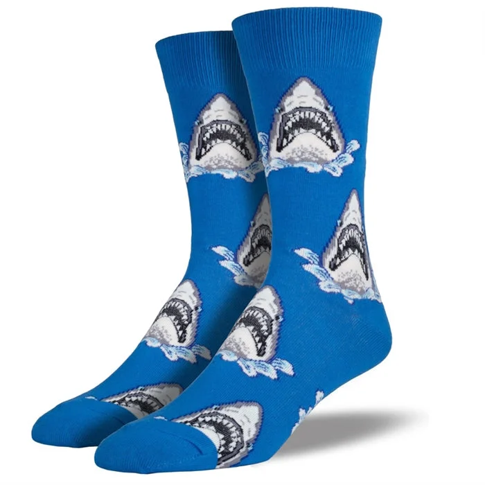 Modern polka dot socks for fun-'Shark Attack' Men's printed socks