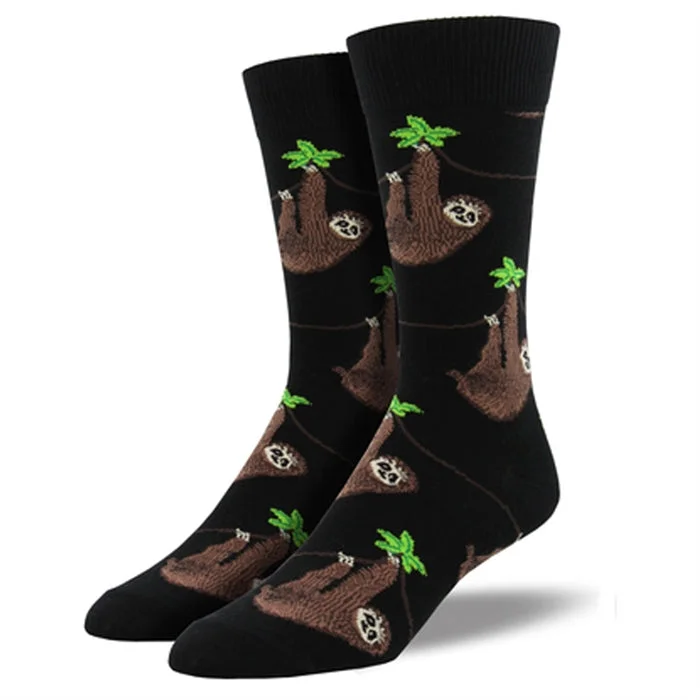 Long compression socks for circulation-'Sloth' Men's printed socks