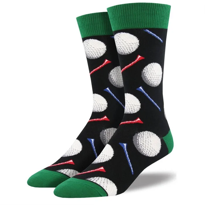 Luxury merino wool socks for premium-'Tee It Up' Men's printed socks