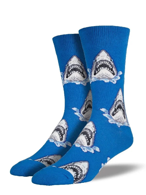 Small novelty ankle socks for fun-Shark Attack | Men's Crew