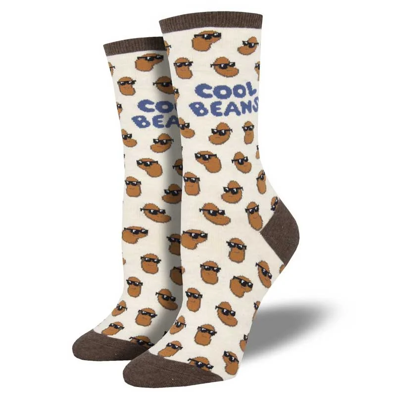 Large wool socks for warmth-'Cool Beans' Women's printed socks