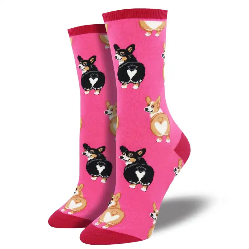 Eco-friendly socks for sustainable living-'Corgi Butt' Women's Printed Socks