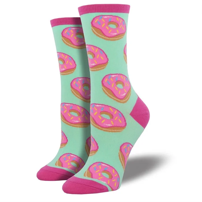 Small novelty crew socks for fun-'Donuts' Women's printed socks