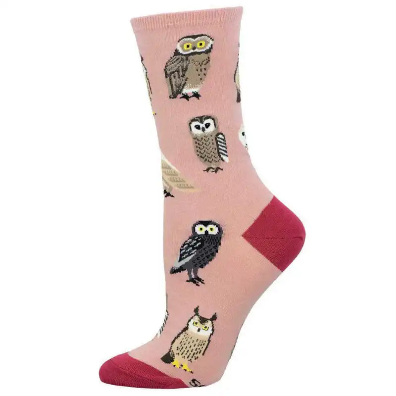 Large athletic socks for performance-'Parliament of Owls' Women's printed socks