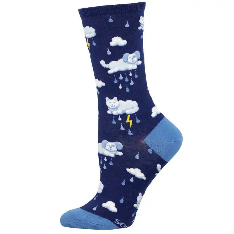 Organic bamboo socks for breathability-'Raining Cats & Dogs' Women's printed socks