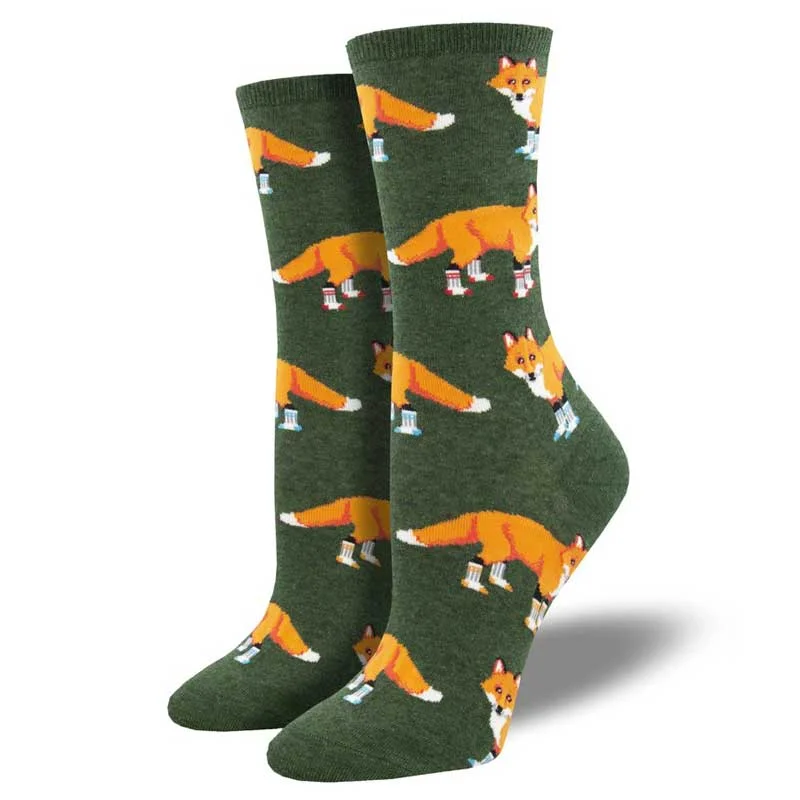 Thick winter socks for insulation-'Socksy Foxes' Women's printed socks