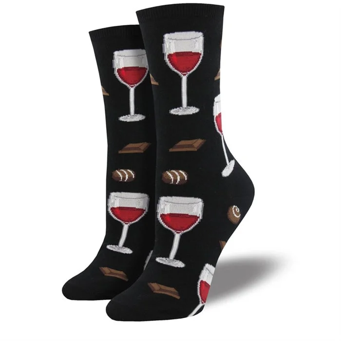 Hand-knitted socks for unique gift-'Time to Wine Down' Women's printed socks