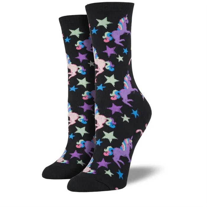 Luxury silk ankle socks for softness-'Unicorn'  Women's printed socks