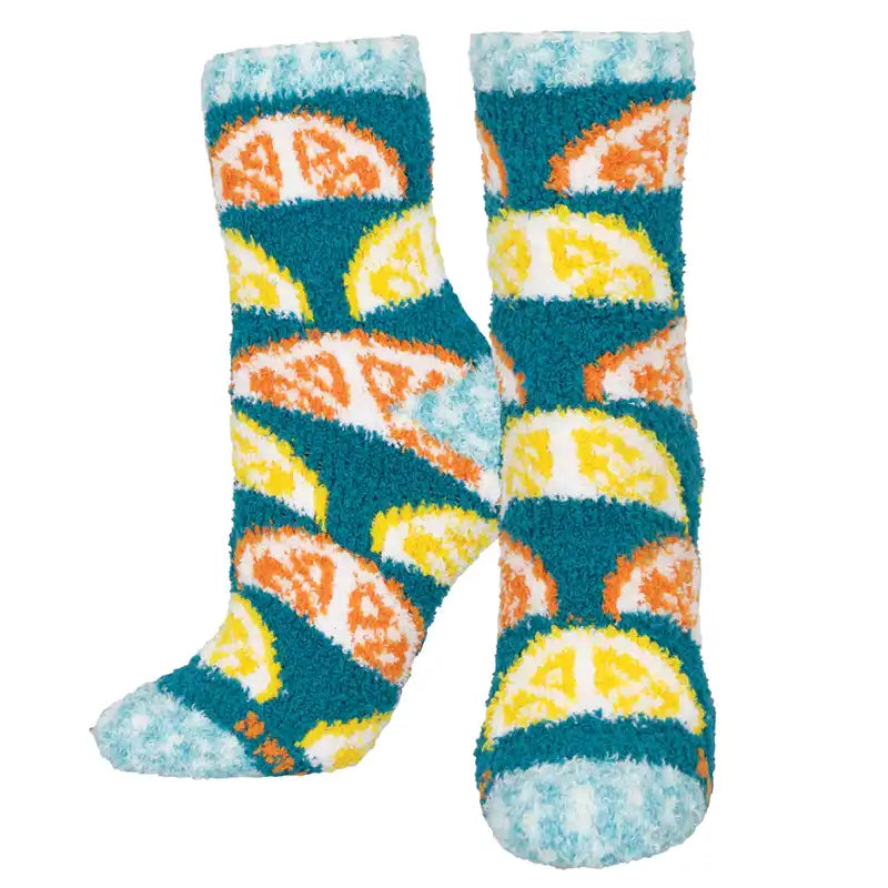 Minimalist black ankle socks for sleek-'Citrus' Printed Plush Women's Socks