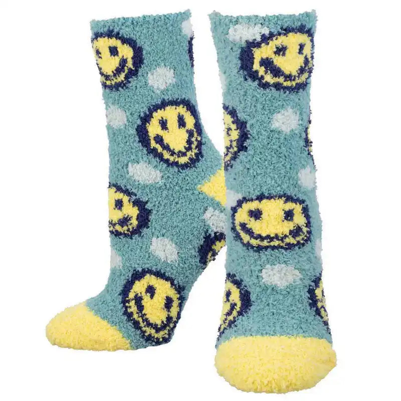 Small wool socks for babies-'Happy Face' Printed Plush Women's Socks