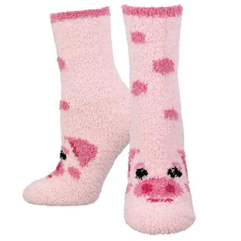 Minimalist gray socks for everyday-'Little Piggy' Printed Plush Women's Socks