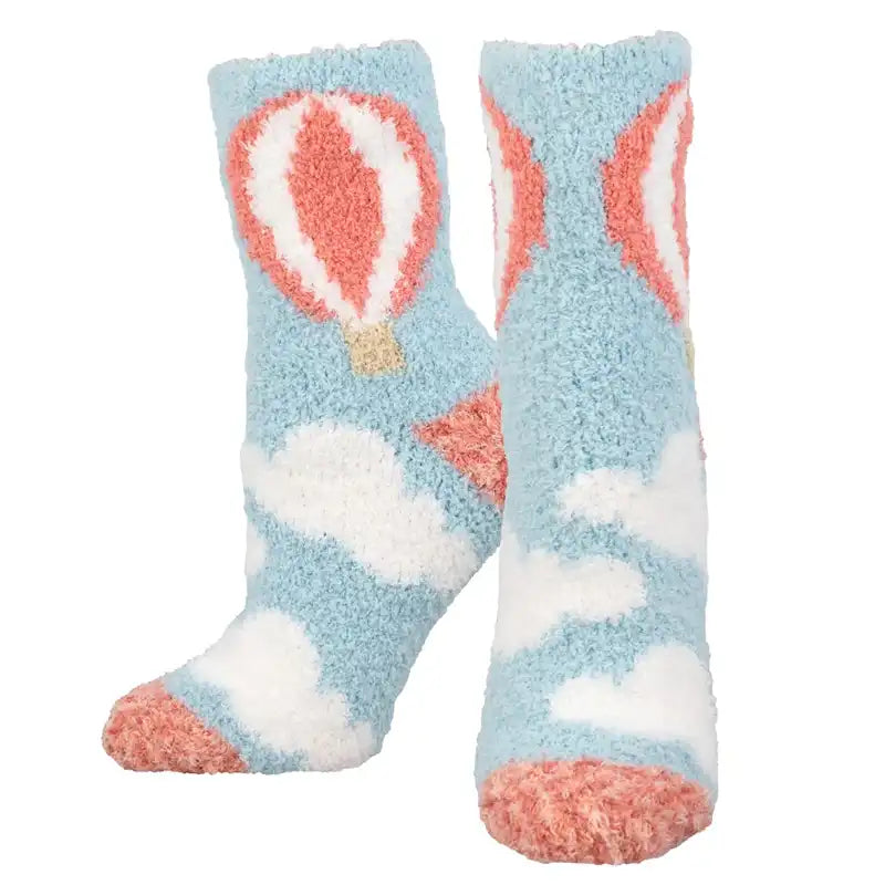 Modern polka dot socks for fun-'Hot Air Balloon' Printed Plush Women's Socks