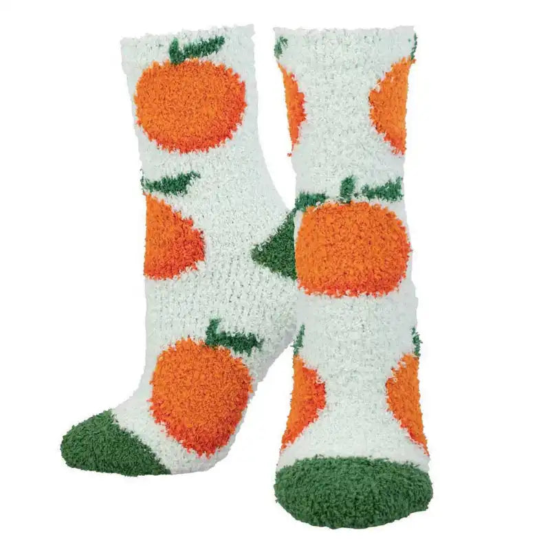 Vintage polka dot socks for retro vibe-'Orange' Printed Plush Women's Socks