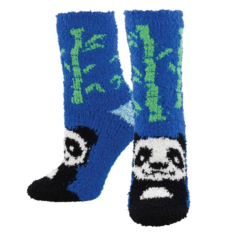 Funny crew socks for humor-'Panda Bear Socks' Printed Plush Women's Socks