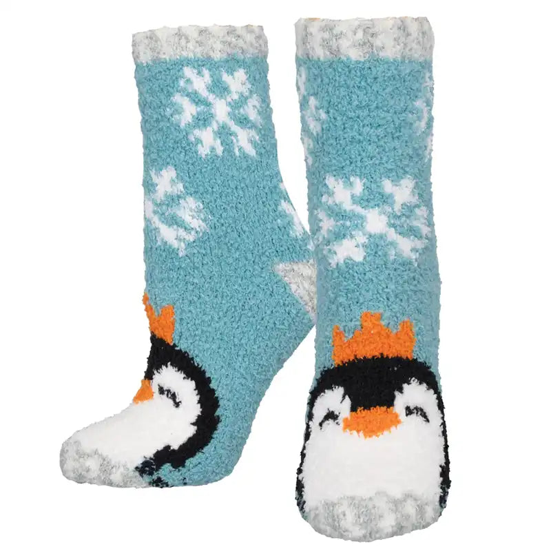 Contemporary crew socks for men-'Penguins' Printed Plush Women's Socks