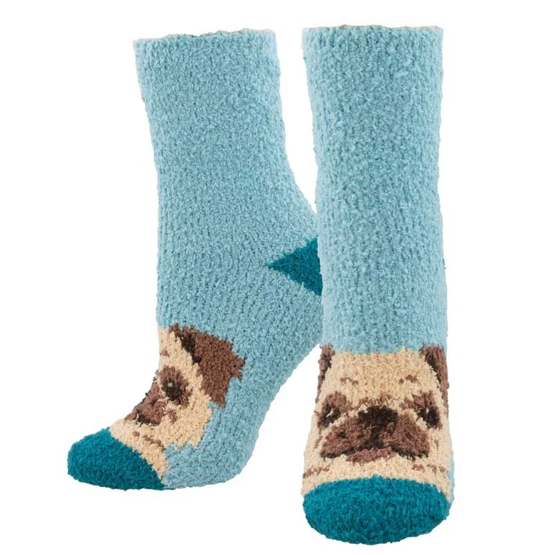 Long athletic socks for basketball-'Sweet Puppy Socks' Printed Plush Women's Socks