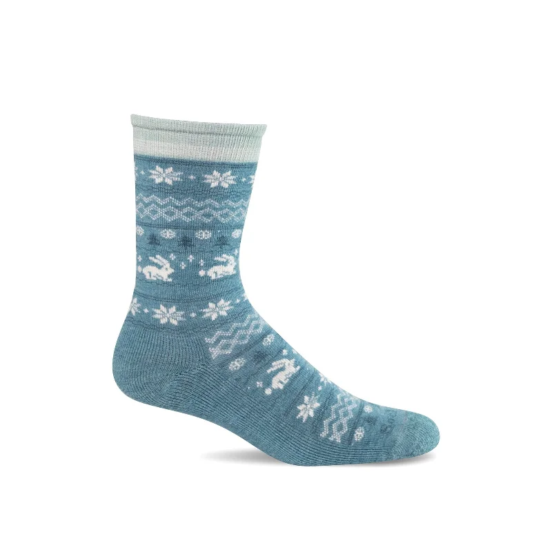 Custom logo ankle socks for branding-Sockwell Womens Folksy Fairisle Essential Comfort Crew Socks