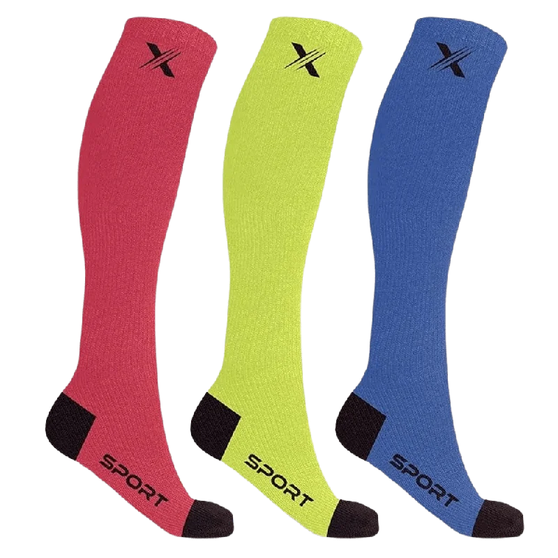 Fuzzy ankle socks for lounging-Run+ Red/neon/blue - Atheltic Grade Compression Socks (3-Pairs)