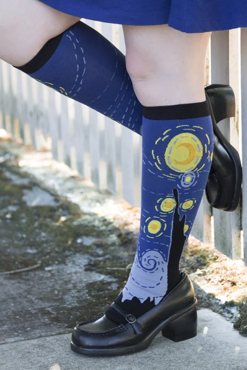 Luxury silk ankle socks for softness-Starry Night Stretch It Knee High