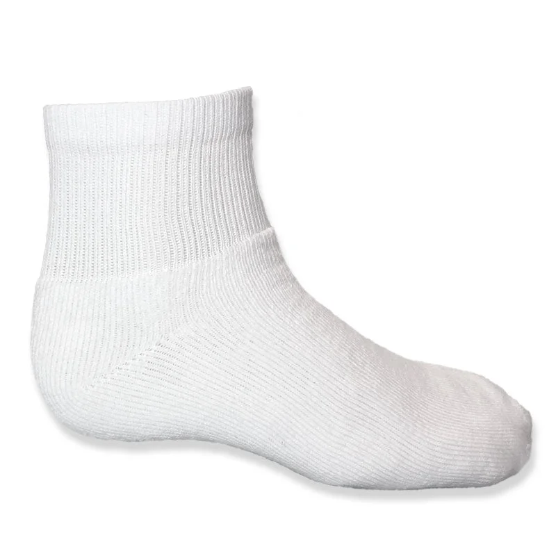 Anti-slip socks for elderly-Stone Peak Adult 1/4 Crew Sport Socks - White 3pk