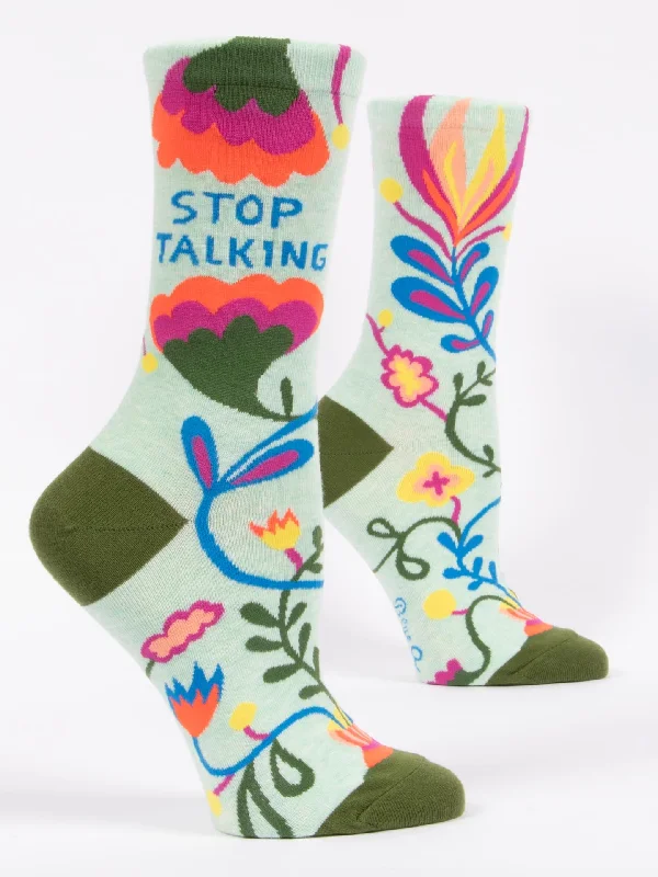 Minimalist black socks for versatility-Stop Talking W-Crew Socks