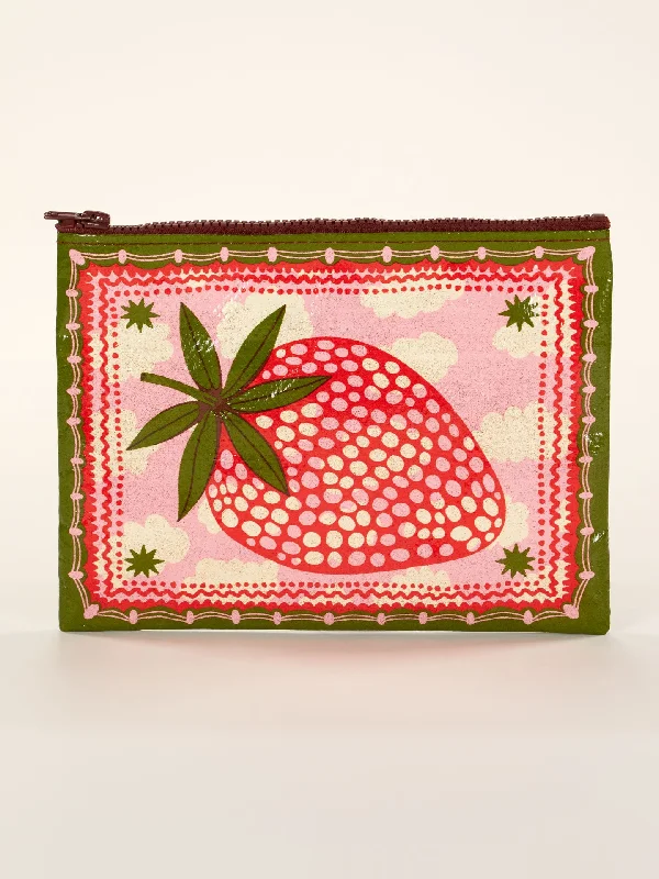 Organic cotton ankle socks for green-Strawberry Clouds Zipper Pouch