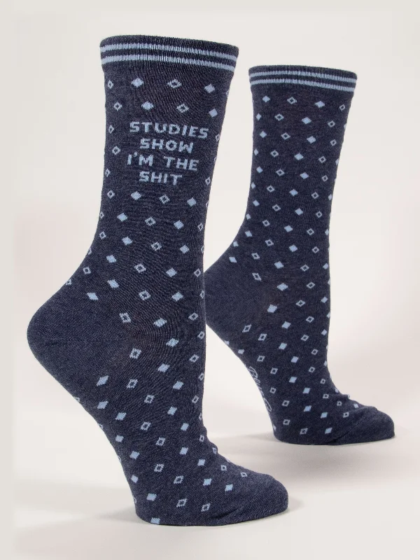 Breathable wool crew socks for sports-Studies Show I'm The Shit W-Crew Socks