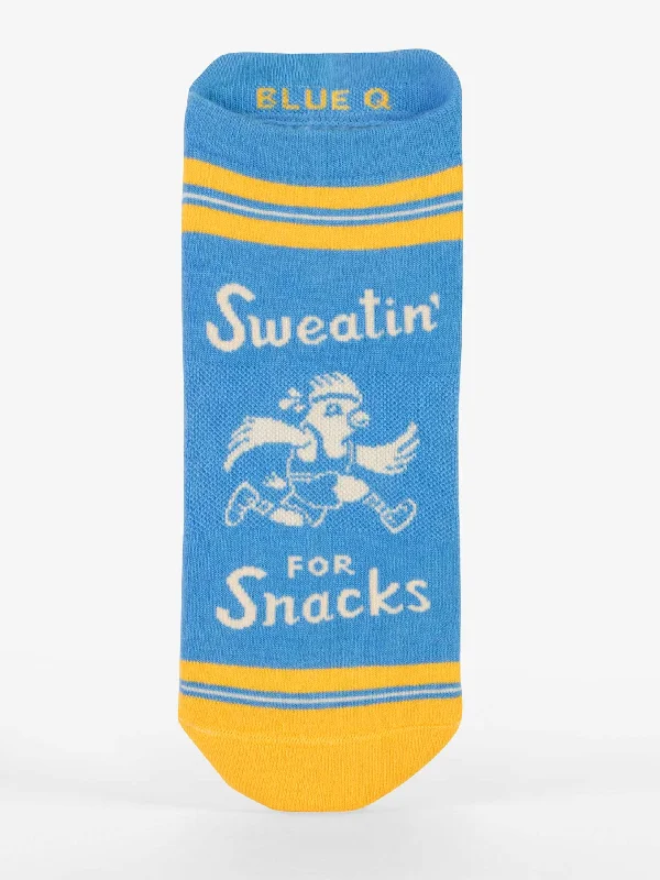 Funny ankle socks for humor-Sweatin' For Snacks Sneaker Socks