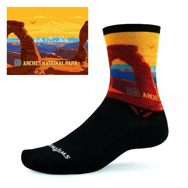 Fuzzy ankle socks for lounging-Swiftwick Vision Six Impression National Parks Collection Crew Socks