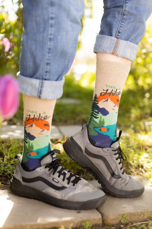 Fluffy crew socks for bedtime-Take a Hike Crew