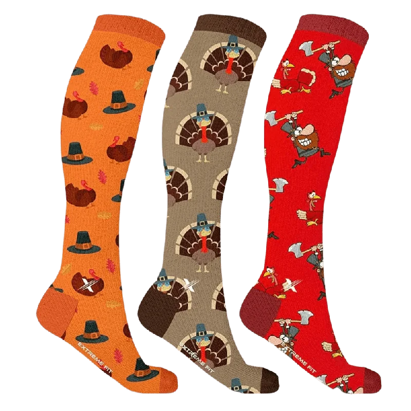 Thick hiking ankle socks for trails-Thanksgiving Compression Socks (3-Pairs)