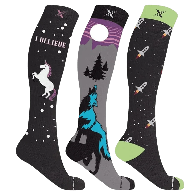 Small novelty ankle socks for kids-Glow in the Dark Compression Socks (3-Pairs)