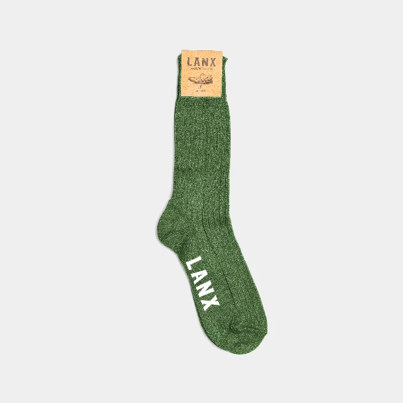 Luxury cashmere crew socks for luxury-THICK SOCK / MOSS