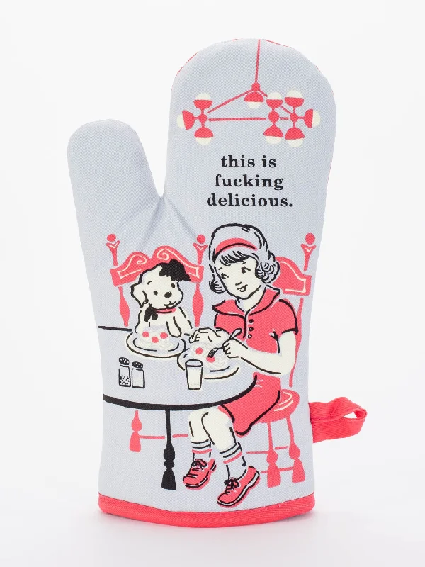 Thick cotton crew socks for cold feet-This Is Fucking Delicious Oven Mitt