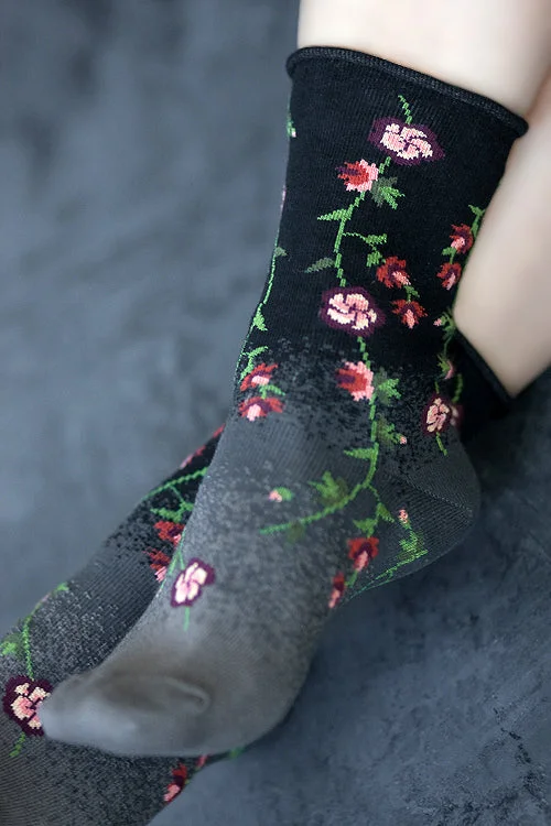 Large athletic socks for performance-Tibetan Flower Crew