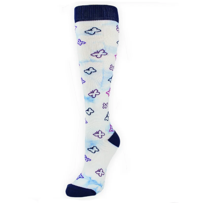 Thick hiking socks for trails-Women's Tie Dye Butterflies Compression Socks 92105