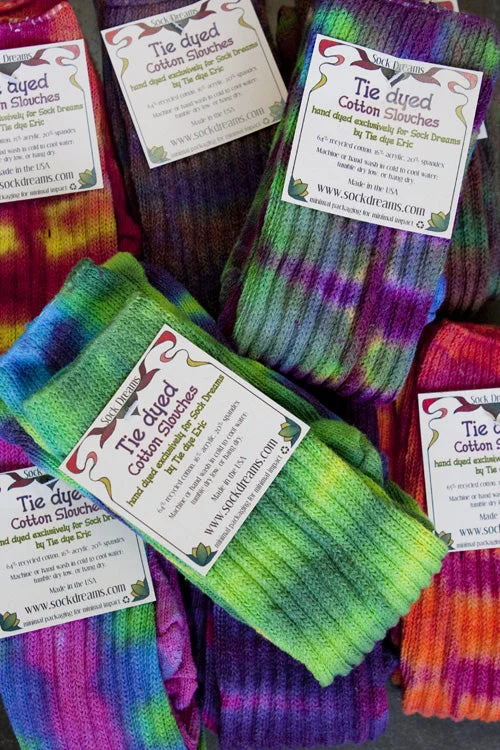 Custom logo crew socks for branding-Tie Dye Cotton Slouches