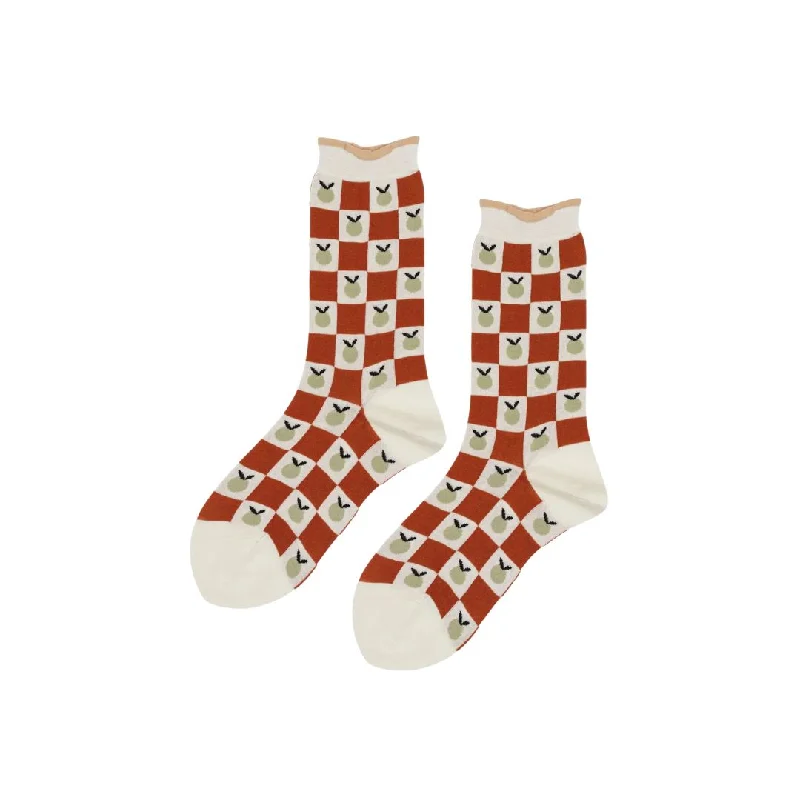 Fuzzy socks for cozy nights-Tiny Tomato Crew Socks (Terracotta)