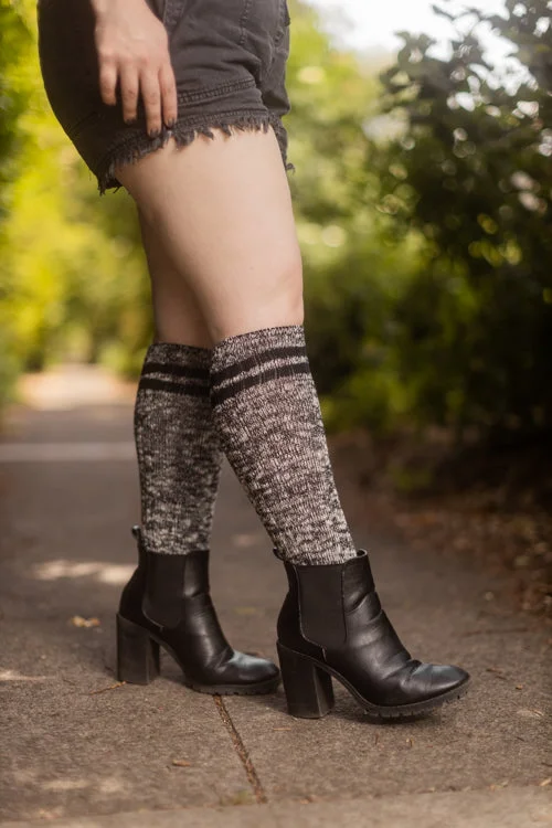 Lightweight socks for summer-Top-Striped Marled Slouch Knee Socks