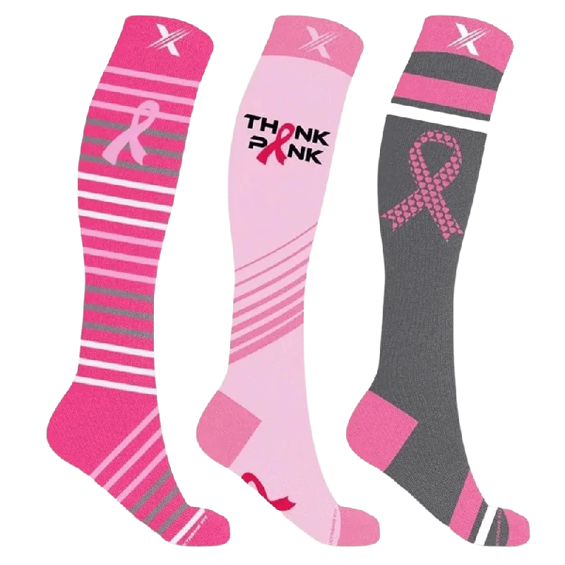 Non-slip socks for yoga-BCA Think Pink Socks (3-Pairs)