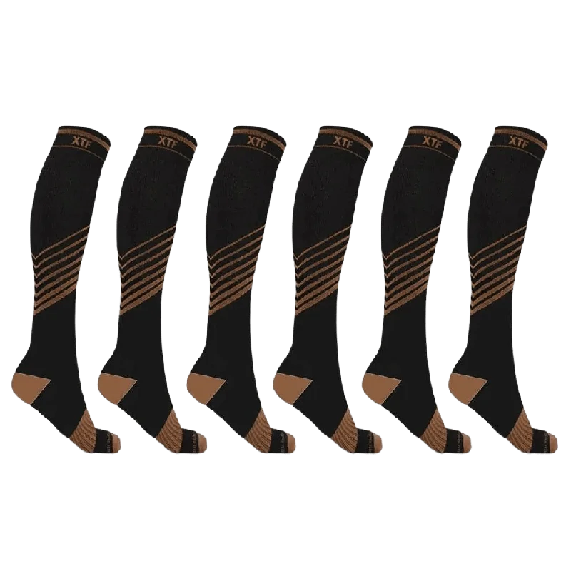 Luxury merino wool socks for premium-Copper-Infused Ultra V-striped Socks (6-Pairs)