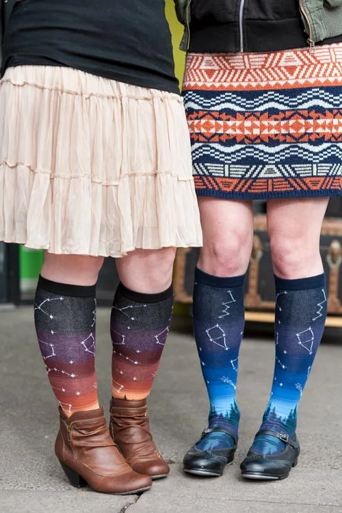 Large knee-high crew socks for fashion-Under the Stars Knee High