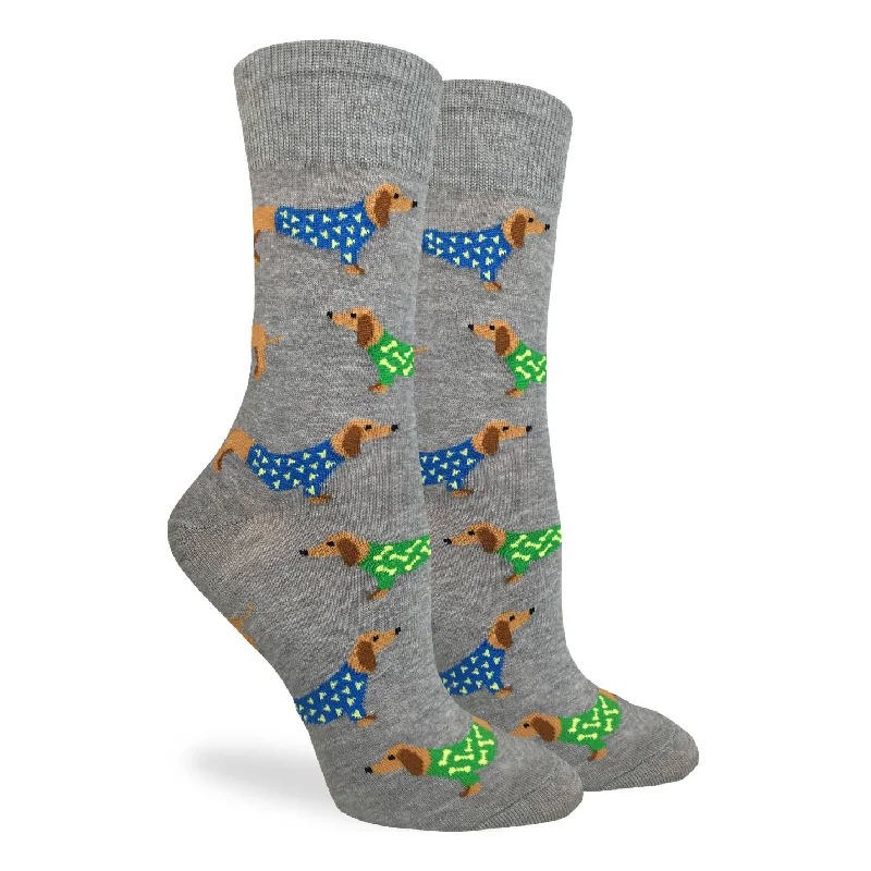 Minimalist gray crew socks for casual-WEINER DOGS SOCK