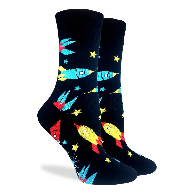 Modern black crew socks for sleek-ROCKETS SOCK