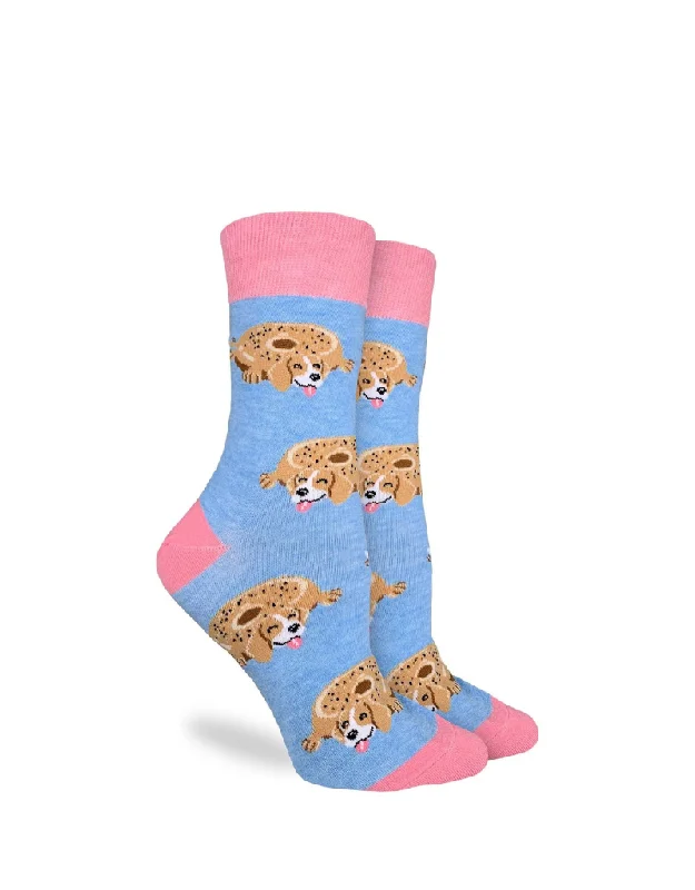 Grip crew socks for yoga-BEAGLE BAGELS SOCK