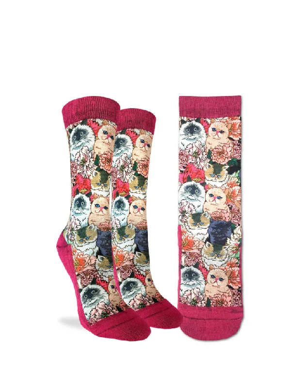 Thick winter ankle socks for insulation-FLORAL CATS ACTIVE SOCK