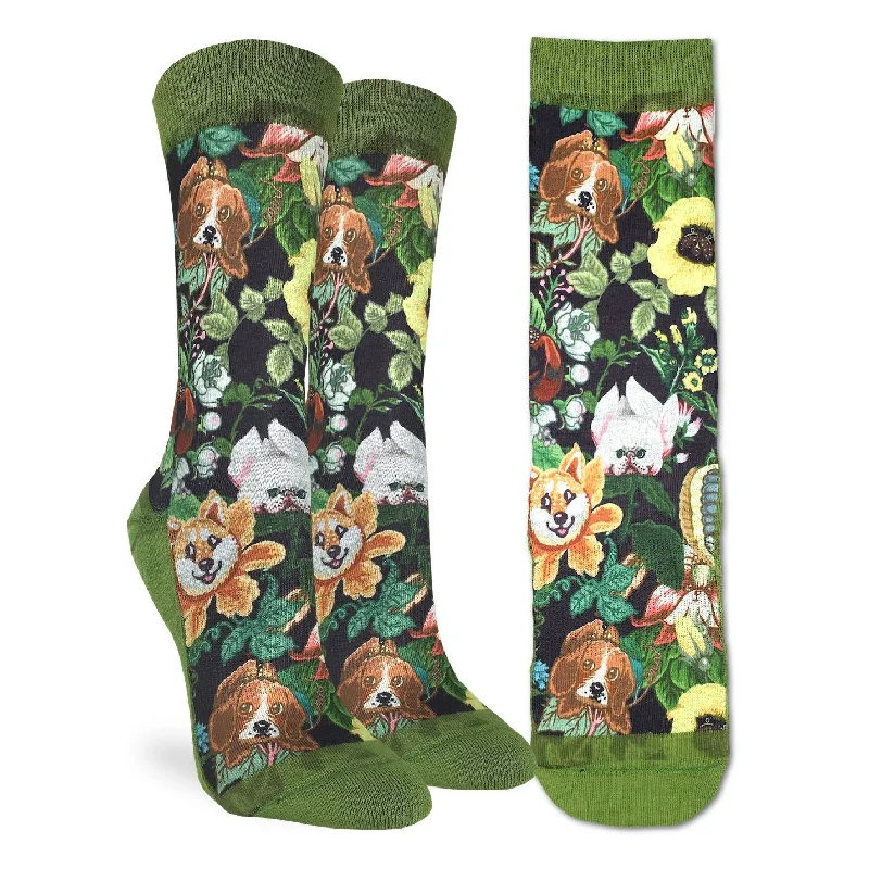 Soft fuzzy ankle socks for relaxation-FLORAL DOGS ACTIVE SOCK