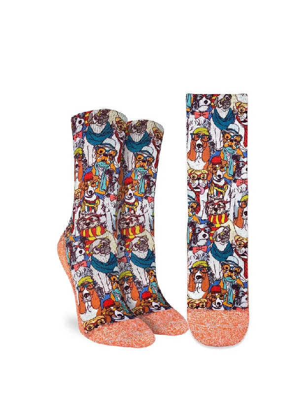 Fuzzy crew socks for cozy nights-HIPSTER DOGS ACTIVE SOCK