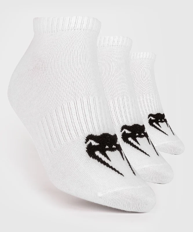 Breathable wool crew socks for sports-Venum Classic Footlet Sock - set of 3 - White/Black